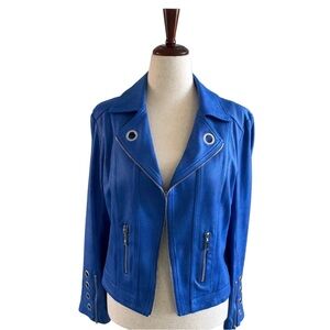 LG | Cobalt Blue Faux Leather Jacket- size 10. Excellent, NWOT